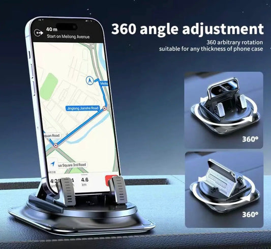 360 Degree Car Phone Mount with Full 360 Rotation, black base, silver clamps Digital Presence on Tampa Home & Garden Store