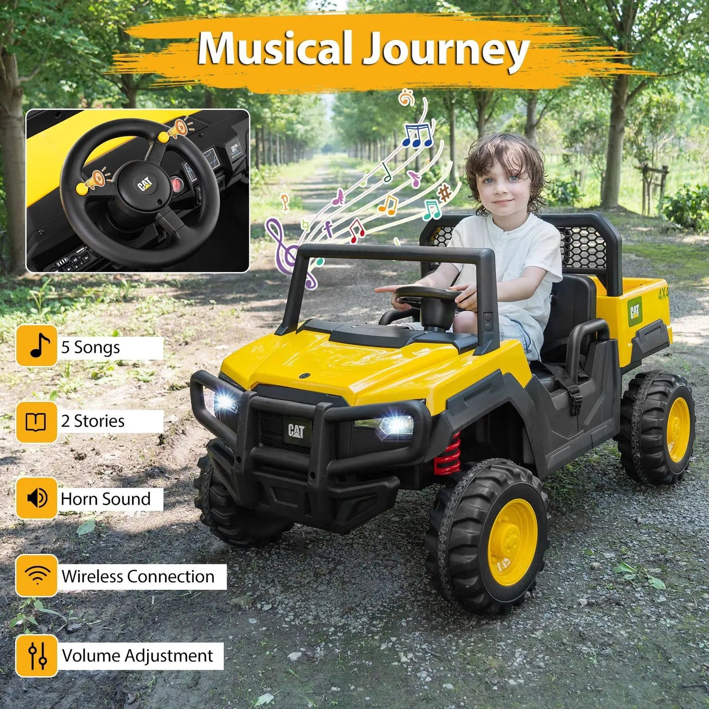 24V Ride On Dump Truck Caterpillar 2 Seater