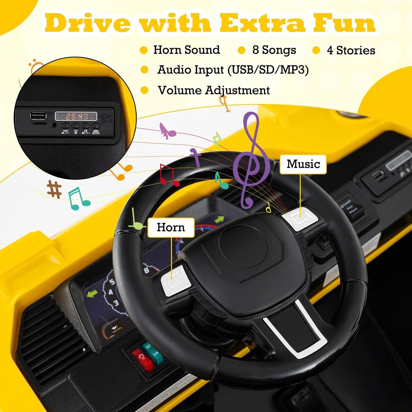 DirectDeals 24V ride-on excavator, yellow 4WD 2-seater with remote control on Tampa Home & Garden Store