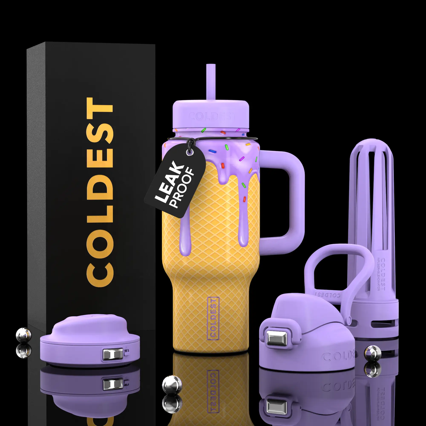 Coldest 24oz Limitless Ultra Bottle V8 water bottle lavender with purple handle; leak proof on Tampa Home & Garden Store