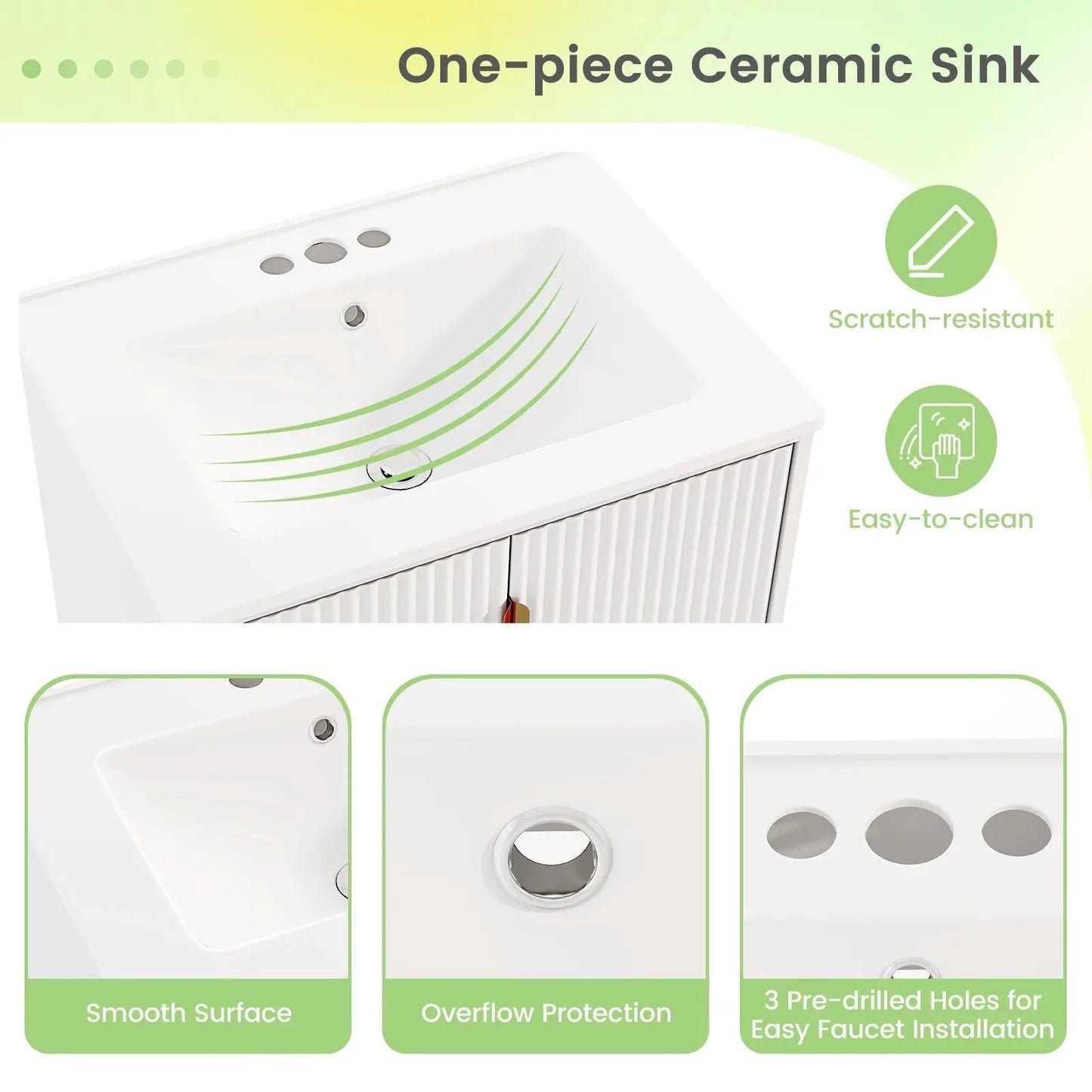 24 Inch Bathroom Vanity with Sink Combo and Adjustable Shelf-White - Tampa Home & Garden Store