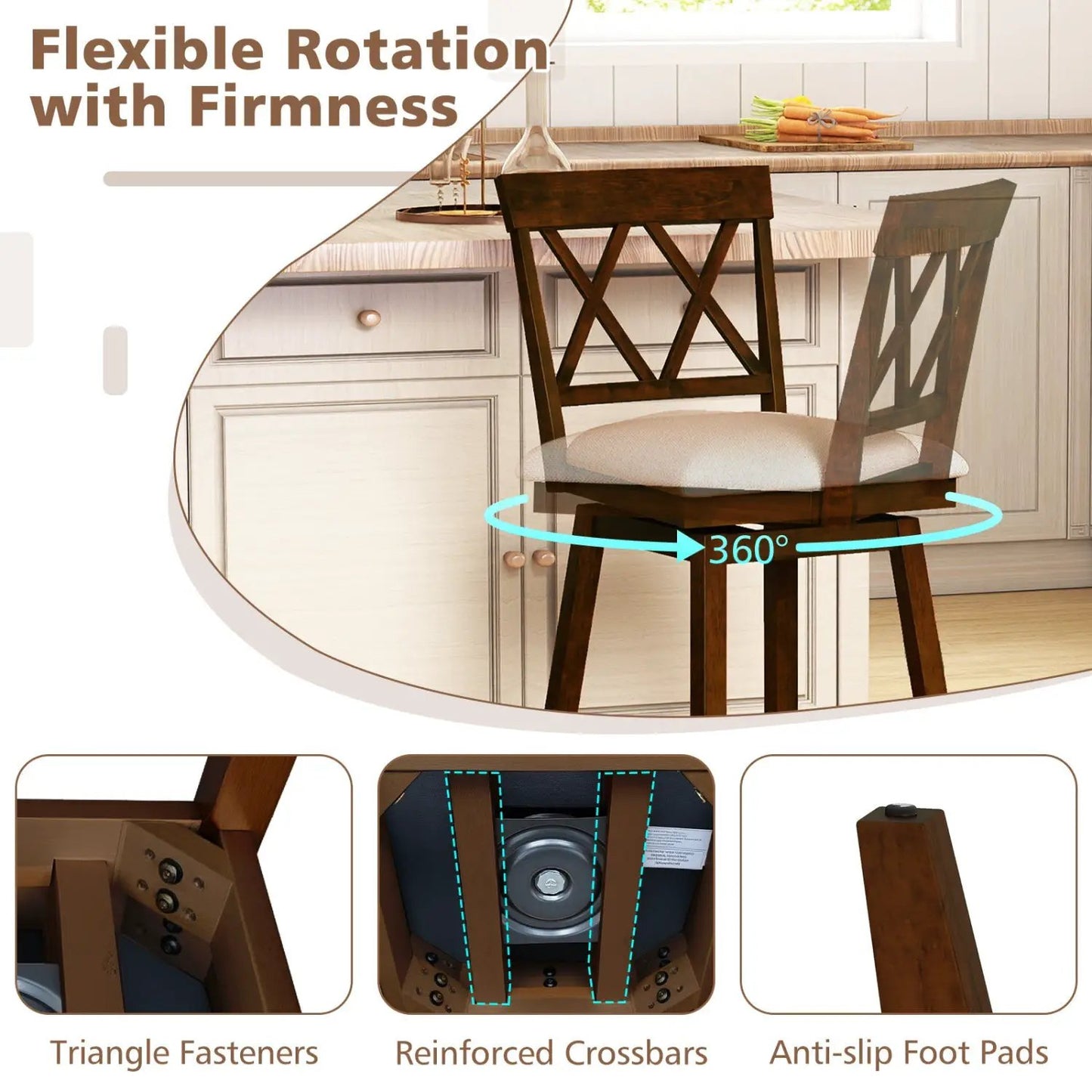 24 Inch Counter Barstools set of 2 with cushioned seats and X-back wooden frames DirectDeals on Tampa Home & Garden Store