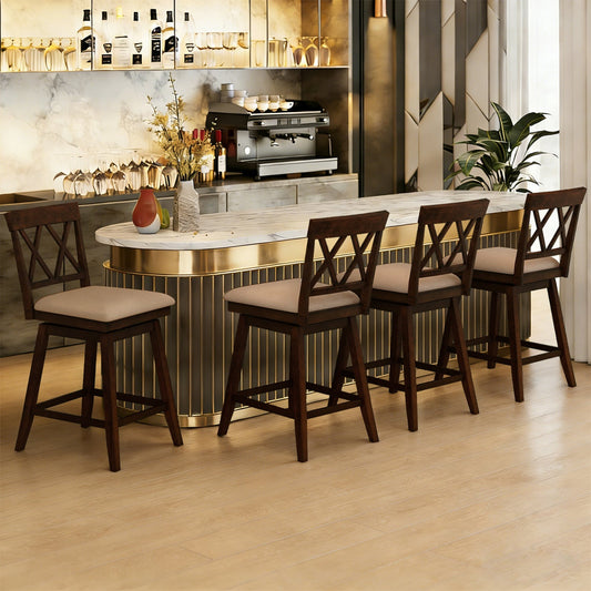 24 Inch Counter Height Barstools Set of 4 with Backrest and Upholstered Seat Cushion - Tampa Home & Garden Store