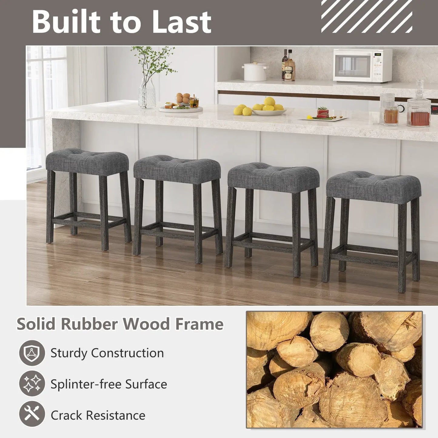 24 Inch Saddle Bar Stools with Gray Seat, set of 2, DirectDeals on Tampa Home & Garden Store