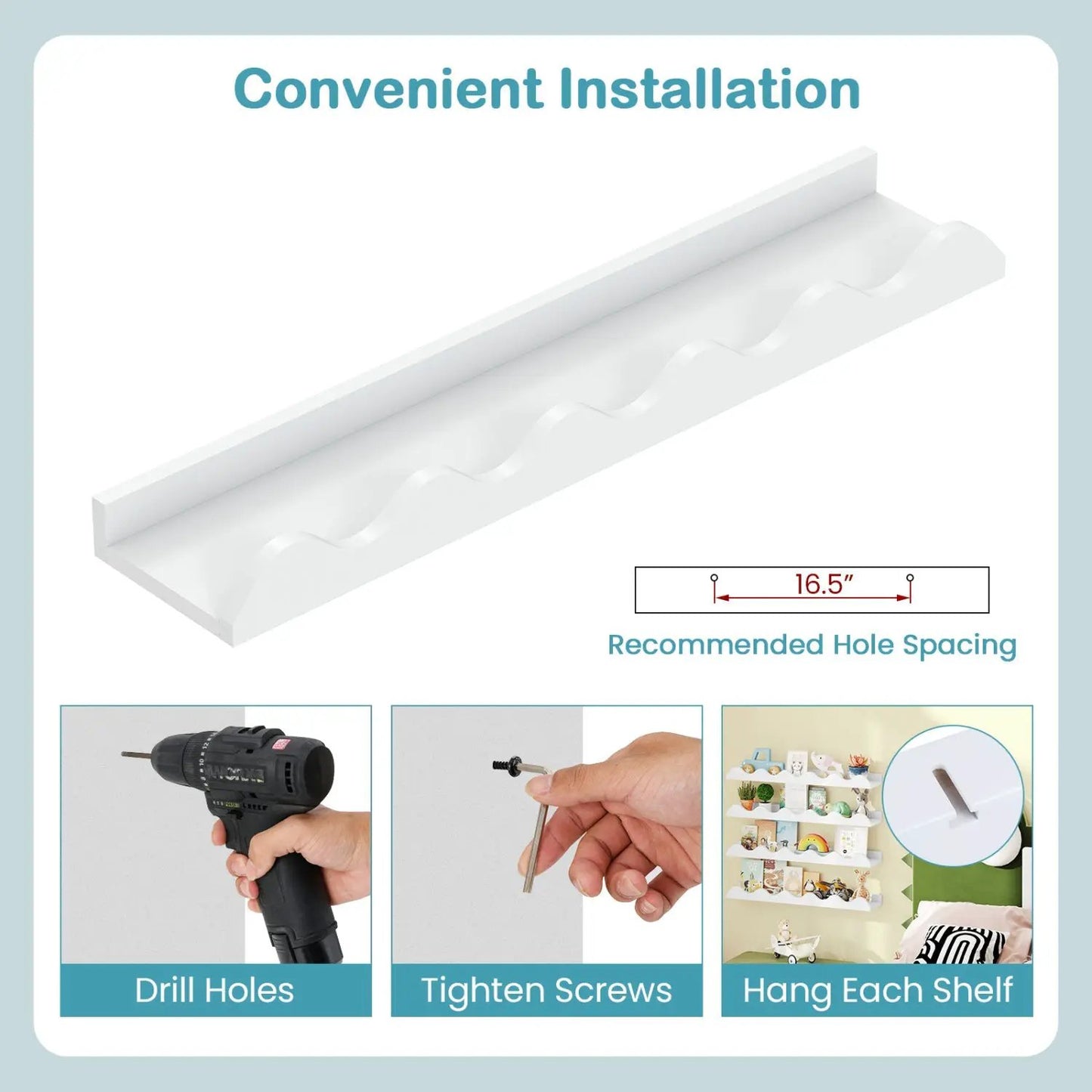 Wall Mounted Ledge Shelves 4 24 Inch White