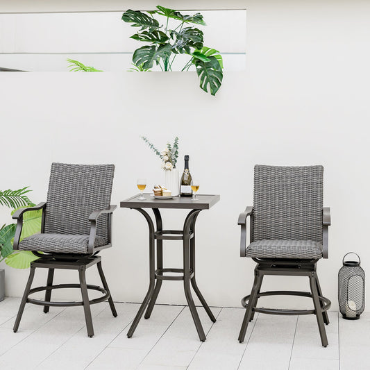24 Inch Patio Bar Height Table with Aluminum Tabletop and Adjustable Foot Pads - Tampa Home & Garden Store