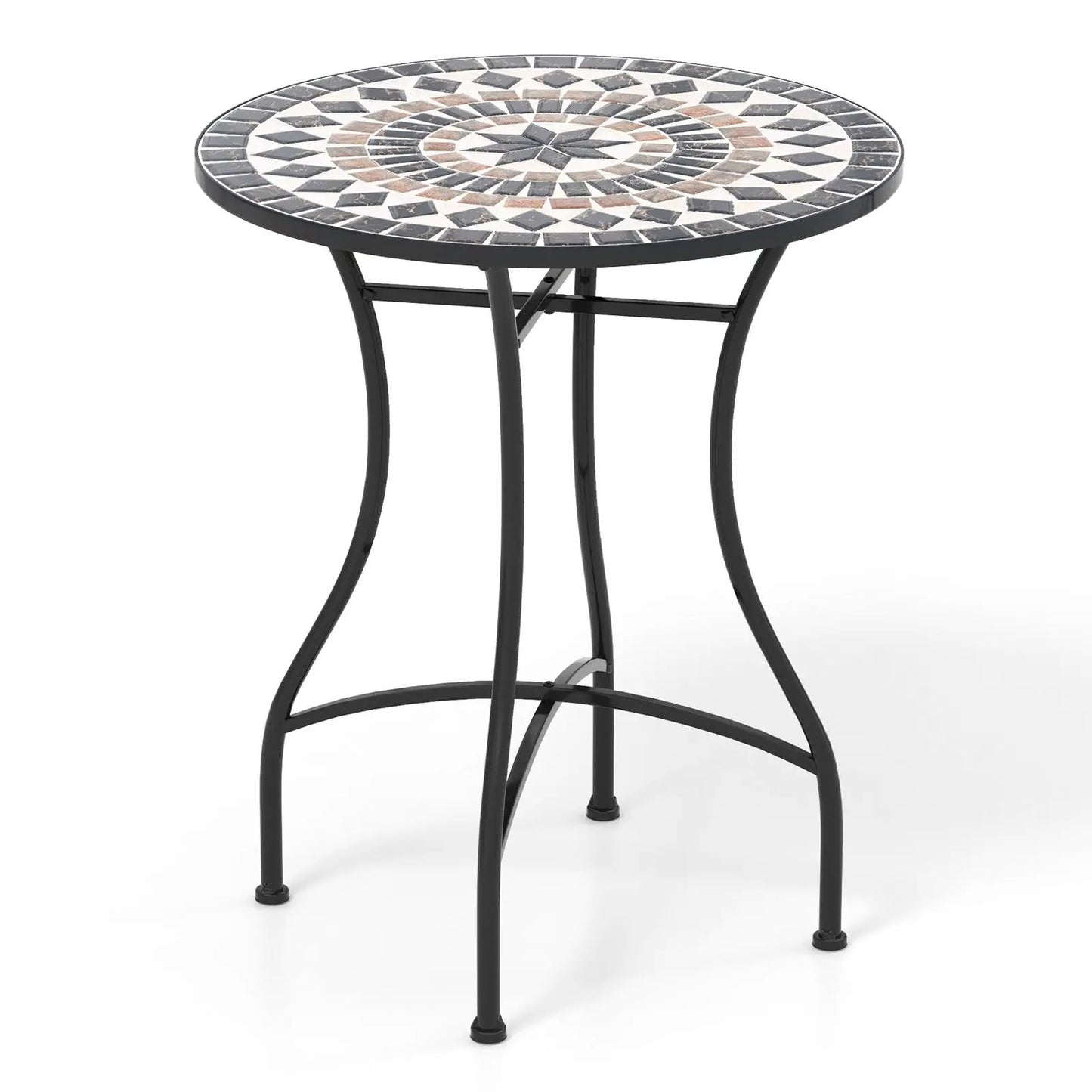 DirectDeals 24 Inch Patio Bistro Table with ceramic tile mosaic top, black metal frame on Tampa Home & Garden Store