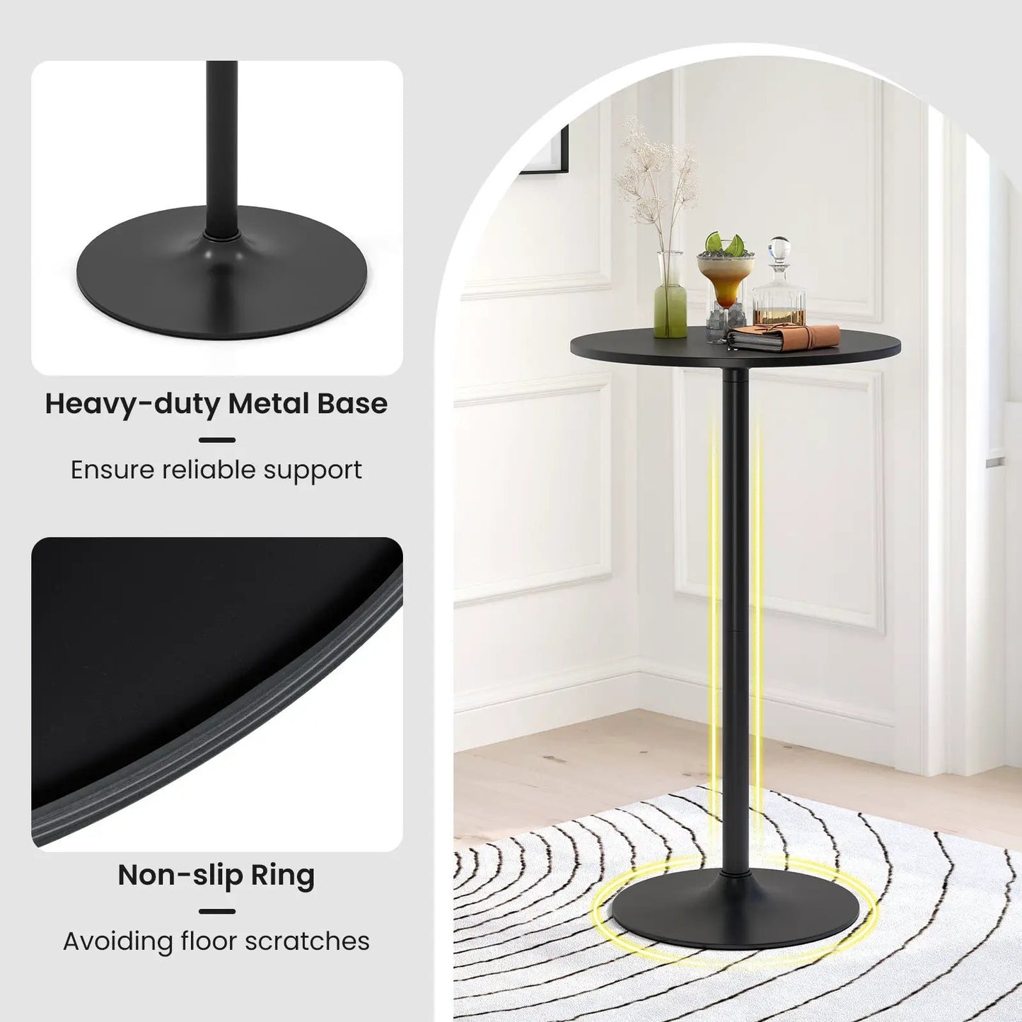24-inch round cocktail table set of 2 with metal base by DirectDeals on Tampa Home & Garden Store