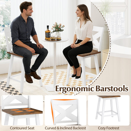 24" Rubberwood Swivel Barstools Set of 4 with Backrest and Large Seat - Tampa Home & Garden Store