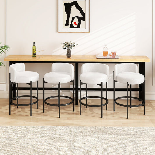 24 Inch Boucle Counter Stools Set of 2 with Curved Backrest - Tampa Home & Garden Store