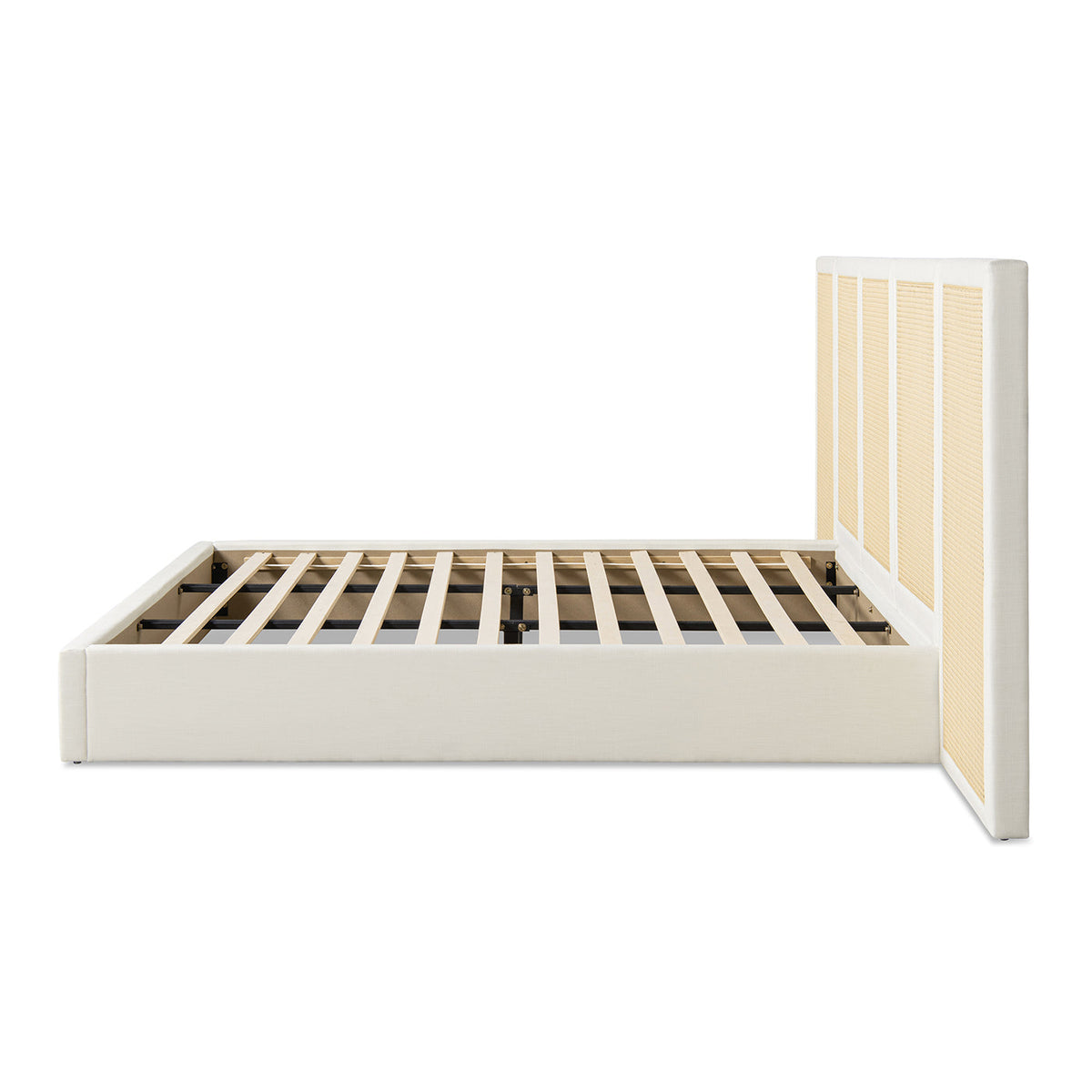 Capri Extended Headboard Cane Platform Bed cream frame with cane headboard HouseOfZazla on Tampa Home & Garden Store