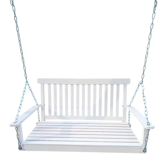 Front Porch Swing with Armrests, white-painted seat, Unique Piece Furniture patio swing on Tampa Home & Garden Store