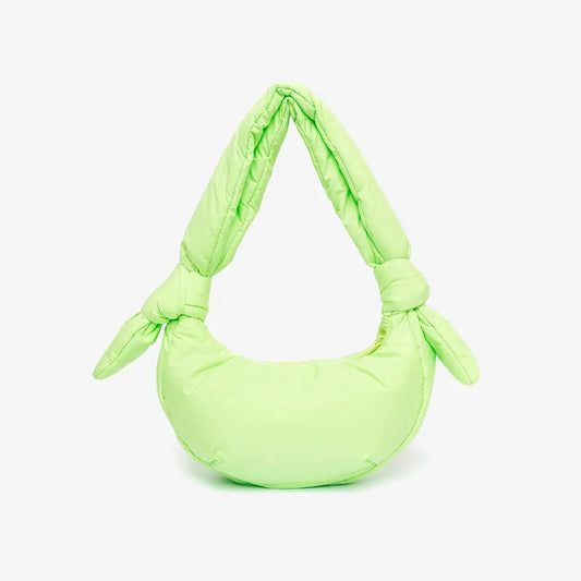 Biwa Micro Bag Lime quilted crossbody by Lefrik USA, knotted padded handles on Tampa Home & Garden Store