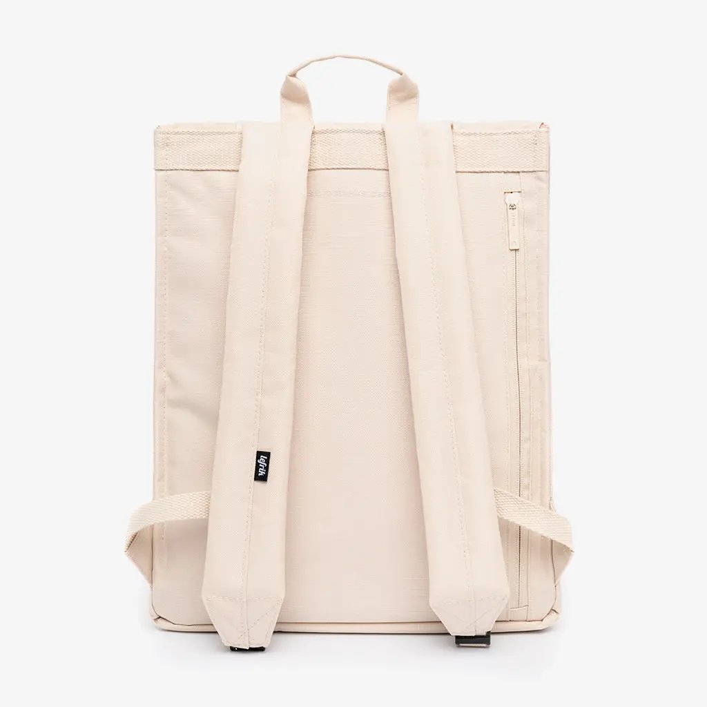 Handy Backpack Ecru Slim Profile Design Lefrik USA beige fabric padded straps on Tampa Home & Garden Store.