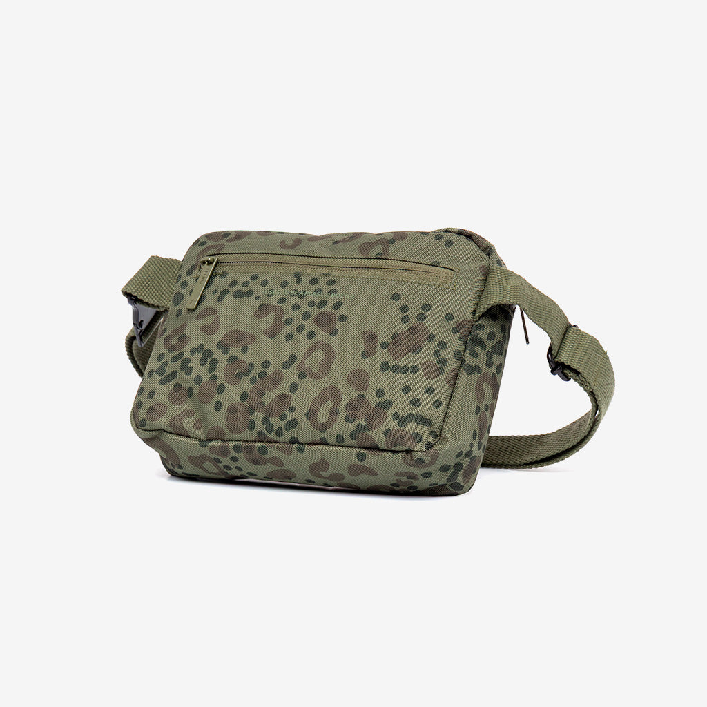 Reef crossbody bag printed cheetah pattern in olive, Lefrik USA lightweight fanny pack on Tampa Home & Garden Store