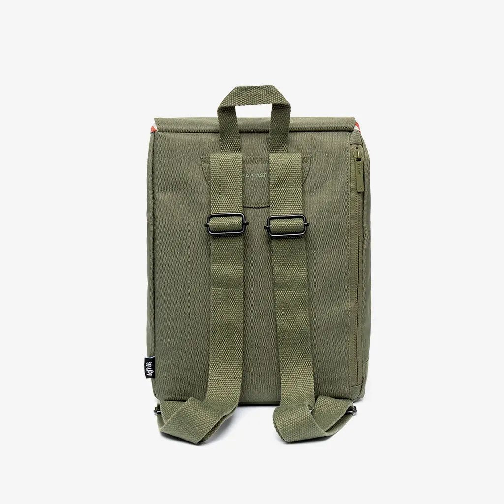 Kaut Mini Backpack Olive for Kids by Lefrik USA with top handle and adjustable straps on Tampa Home & Garden Store