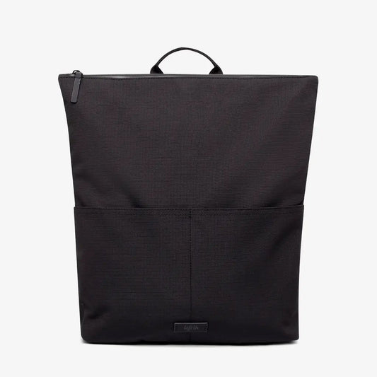 Gare Backpack Black Vandra by Lefrik USA, black backpack with front pocket and top zip on Tampa Home & Garden Store