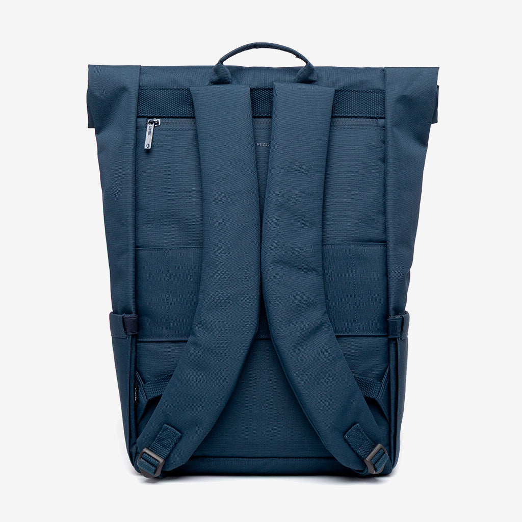 Lefrik USA Roll Backpack Navy back view with two-position straps and padded back panel on Tampa Home & Garden Store