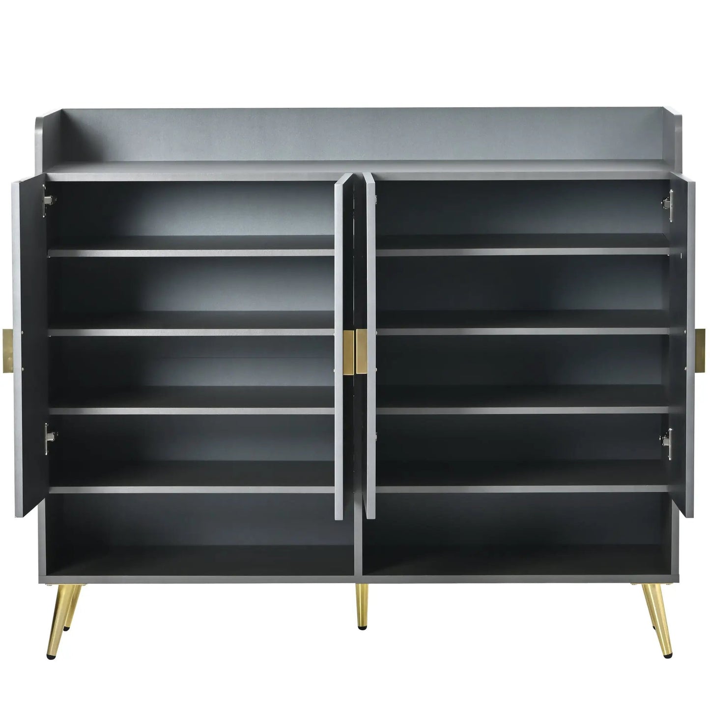 U Can Shoe Cabinet with Doors 11-Tier Shelves black doors open with gold legs on Tampa Store on Tampa Home & Garden Store