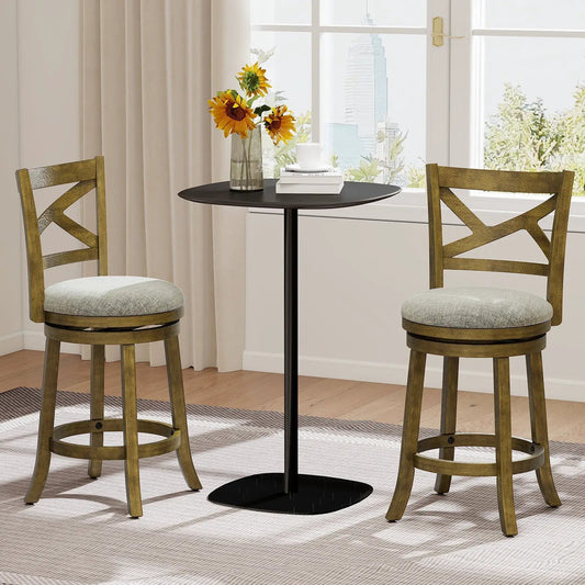 Swivel bar stools 25/30 in set of 2 with backrests beside a black round table on Tampa Home & Garden Store