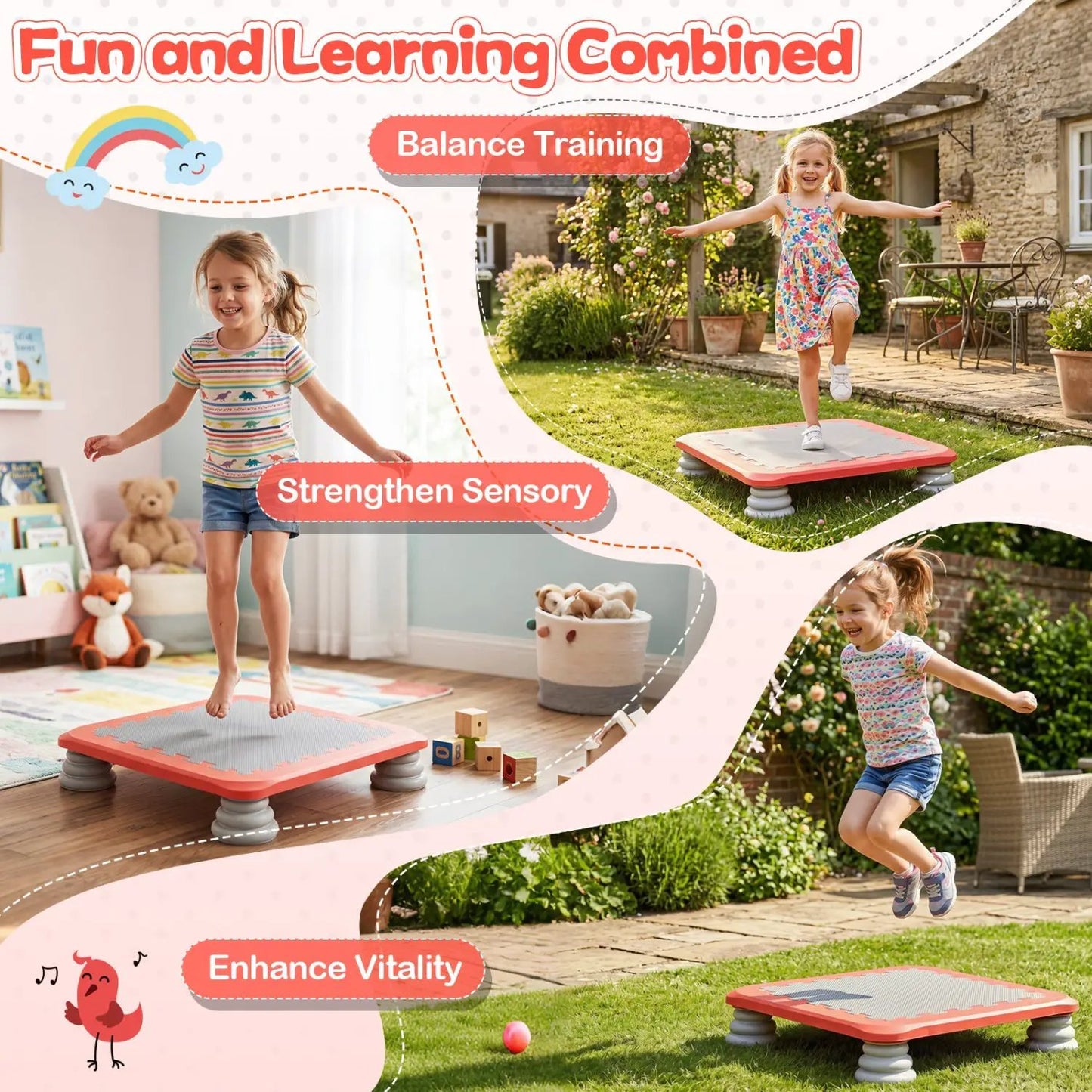 Kids Mini Trampoline 25 Inch With Non Slip Feet