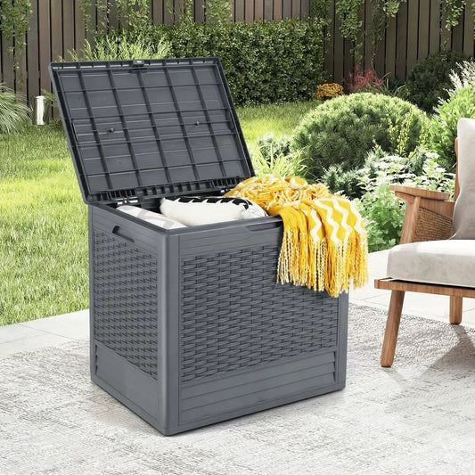 25 Gallon Outdoor Storage Box With Rattan Pattern