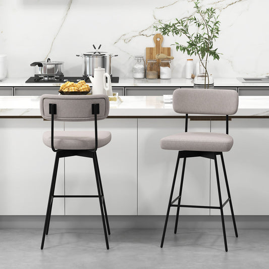 29 Inch Counter Height Upholstered Swivel Bar Stool Set of 2-beige - Tampa Home & Garden Store