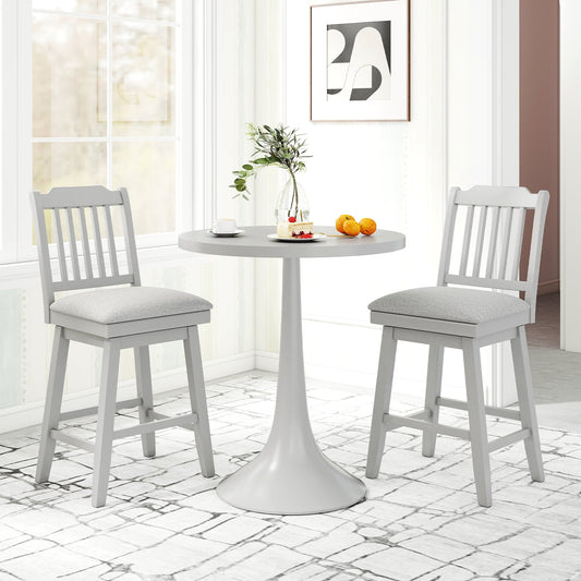 25 inch Modern Bar Stools Set of 2 with Upholstered Swivel Seat-Gray - Tampa Home & Garden Store