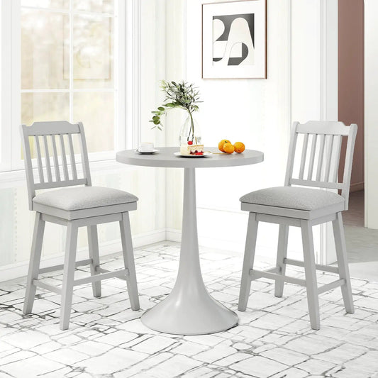 25 Inch Modern Bar Stools Set of 2 with upholstered gray seats and swivel seats on Tampa Home & Garden Store