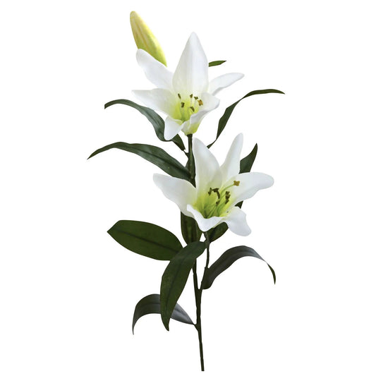 Nearly Natural 26.5 inch Lily artificial flowers set of 12 with white blooms and green leaves on Tampa Home & Garden Store
