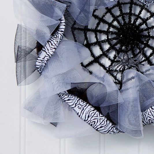 26” Halloween Spider Web Mesh Wreath - Tampa Home & Garden Store