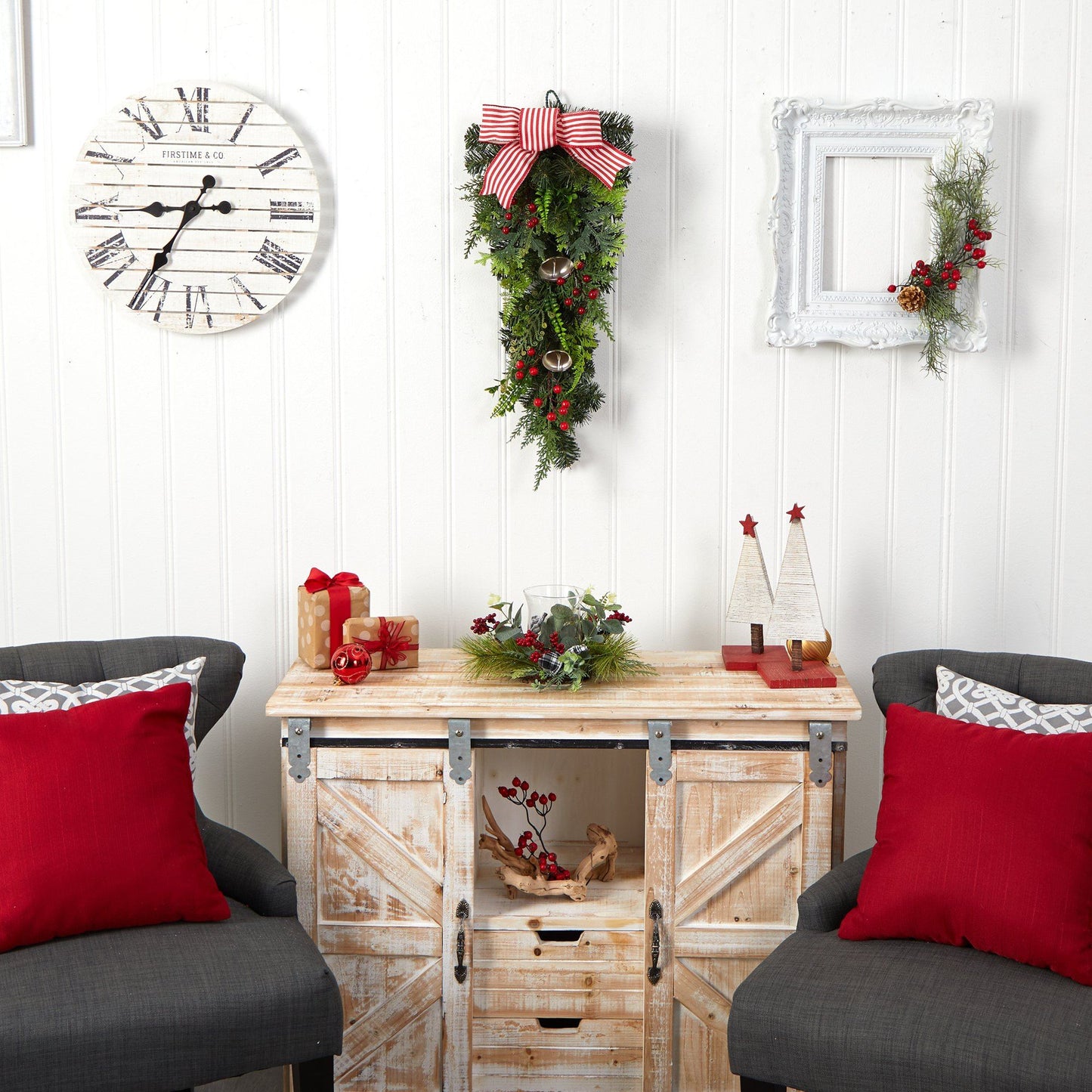 26" Holiday Christmas Bells and Bow Artificial Swag" - Tampa Home & Garden Store