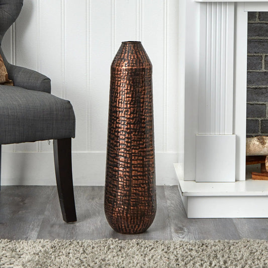 26” Tall Embossed Metal Tower Vase - Tampa Home & Garden Store