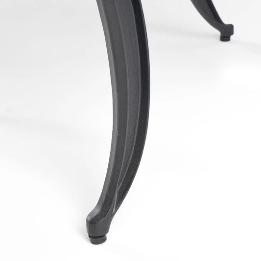 Cayman Arch Mesh I Chair set of two leg close-up in black metal with foot pad on Tampa Home & Garden Store