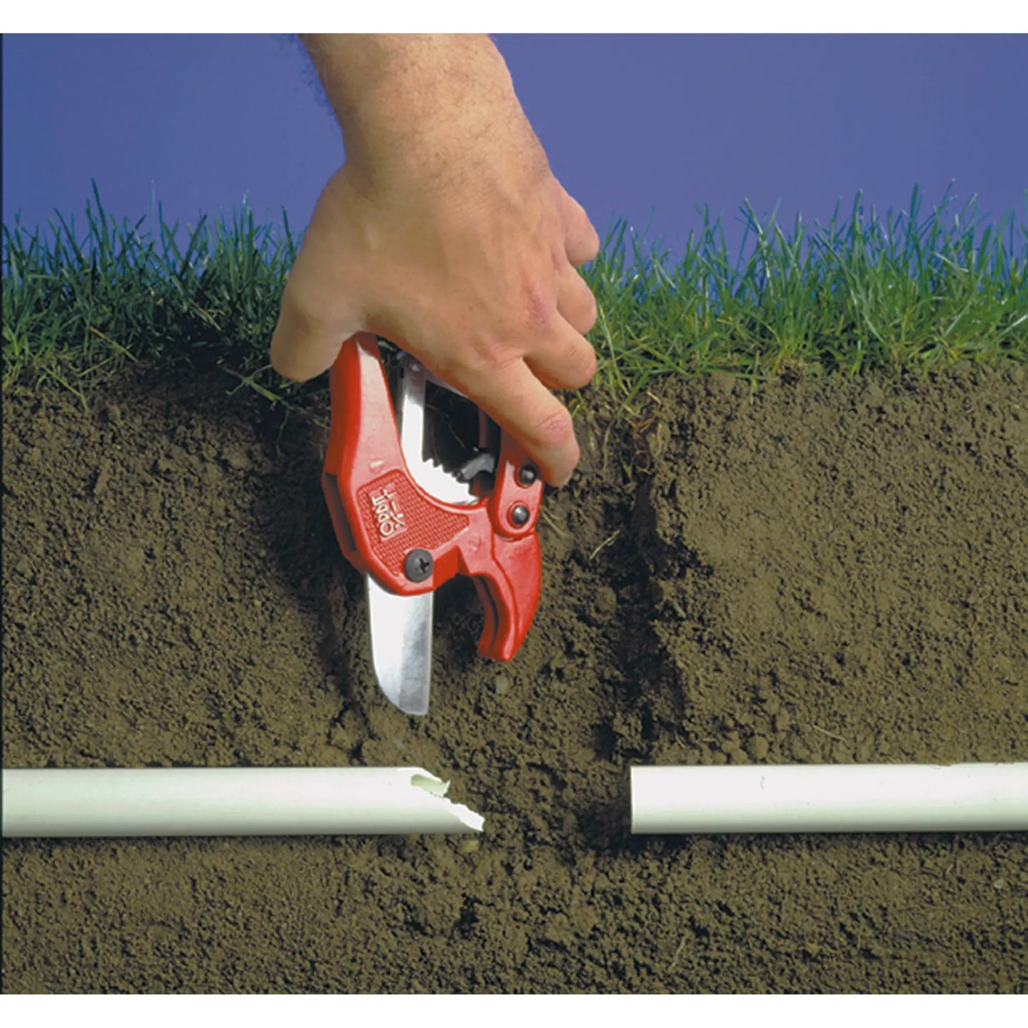 Orbit Irrigation PVC pipe cutter with red handle for 1/2-1 in pipes on Tampa Home & Garden Store