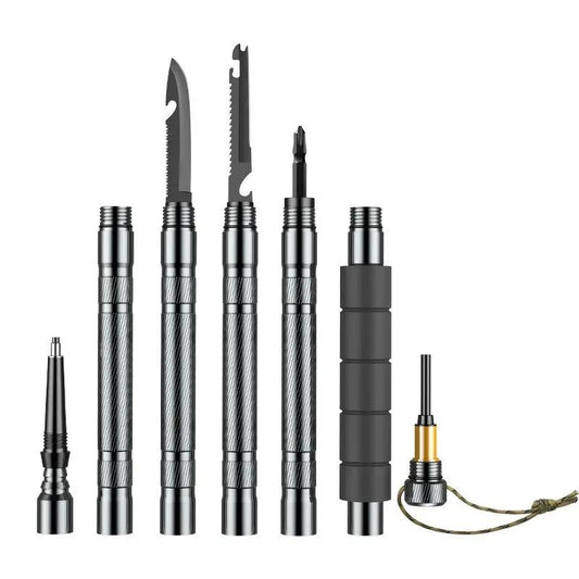 Folding hiking cane with multitool screwdriver, steel shafts, knife and saw blades on Tampa Home & Garden Store