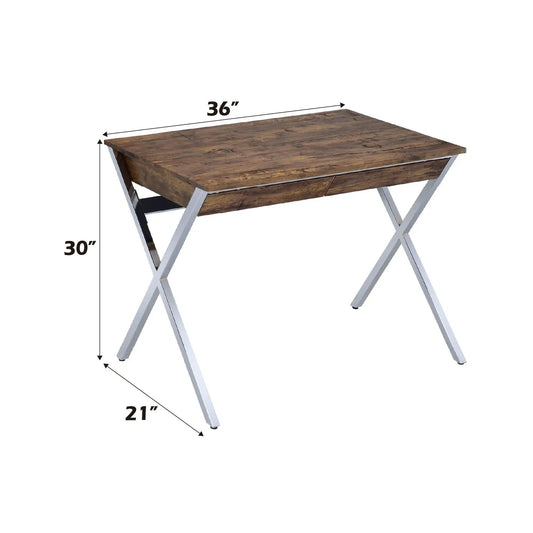 Callers Weathered Oak Writing Desk with chrome legs, 36-inch top on Tampa Home & Garden Store