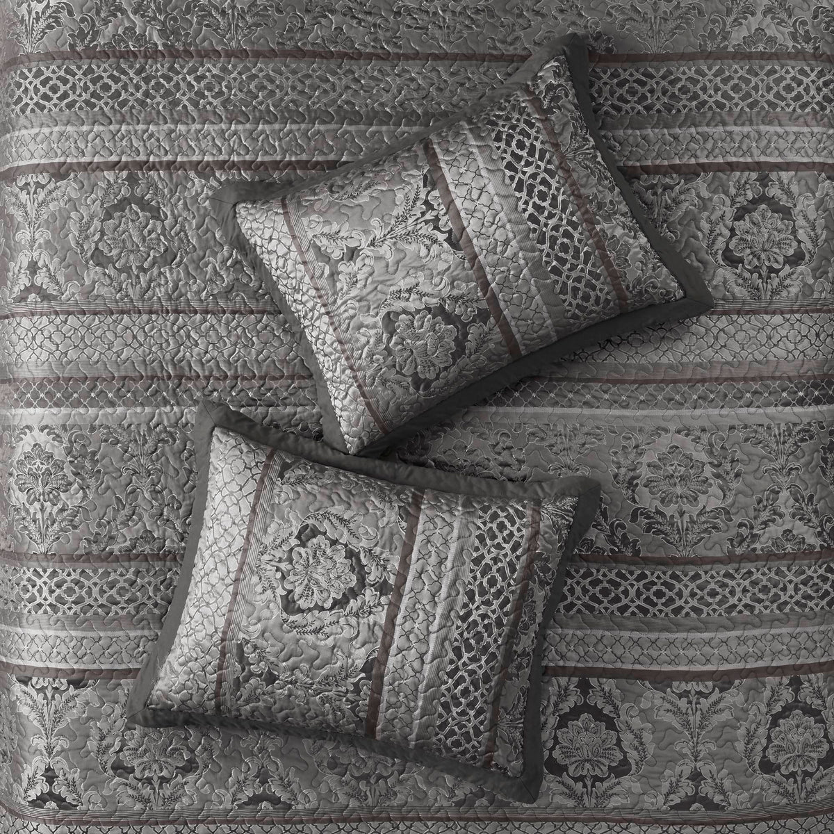 Reversible jacquard queen bedspread set with decorative pillows neutral by HouseOfZazla on Tampa Home & Garden Store