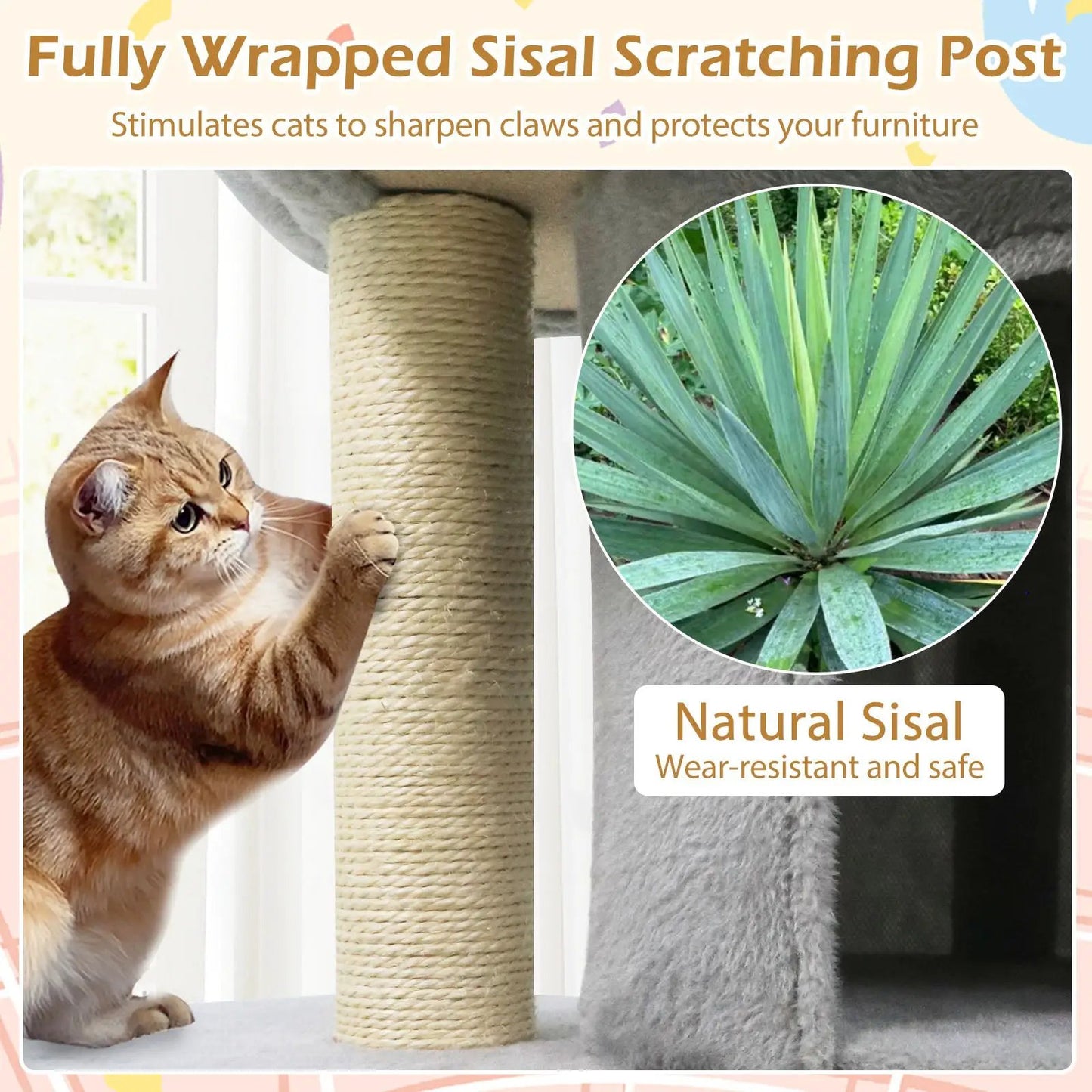 26 Inch Cat Tower DirectDeals with large padded perch and sisal-wrapped post on Tampa Home & Garden Store