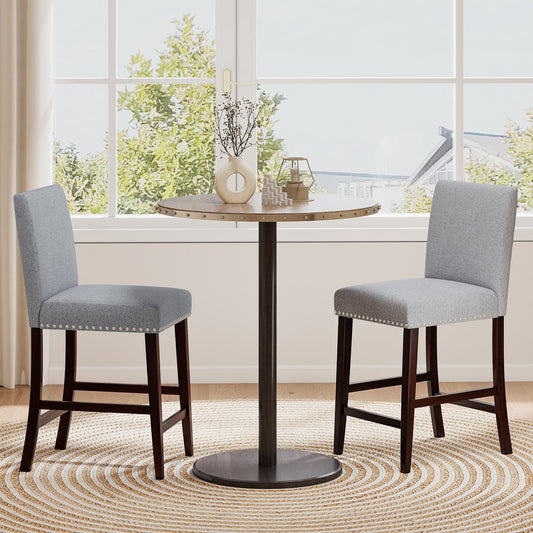 26 inch Counter Height Chairs Set of 2 with Padded Seat and Backrest-Gray - Tampa Home & Garden Store