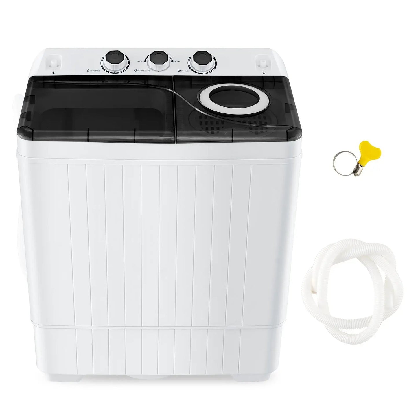 26 Lbs twin-tub portable washer with drain pump, white with black lid, hoses included on Tampa Home & Garden Store