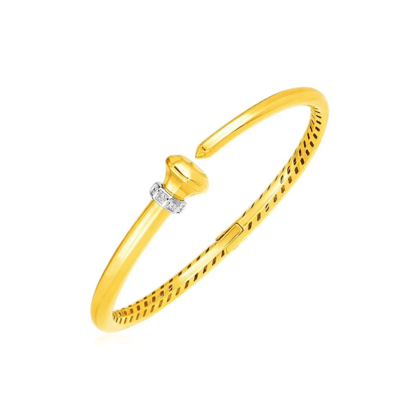 14K yellow gold hinged diamond bangle bracelet with diamond-set accent at hinge on Tampa Home & Garden Store