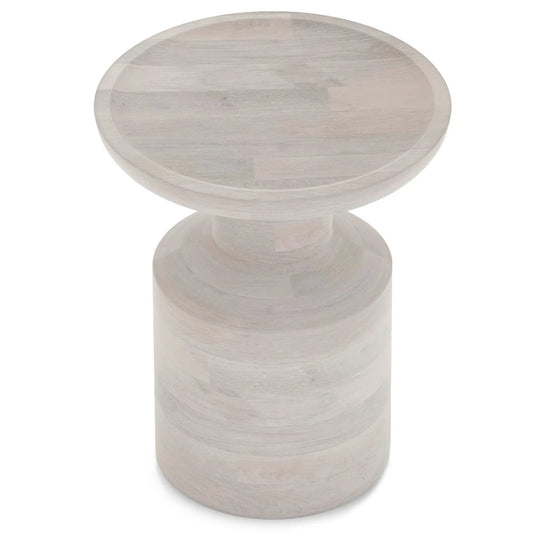 Haynes Handcrafted Wooden Accent Table, round light wood with pedestal base, Unique Piece Furniture on Tampa Home & Garden Store