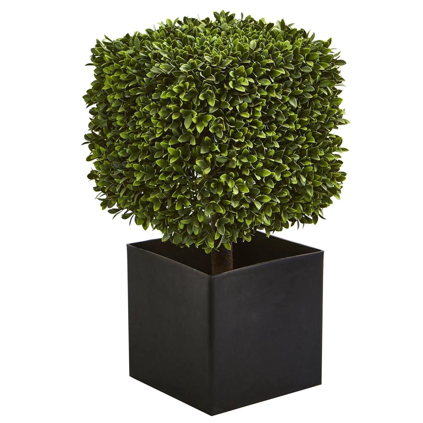 Boxwood artificial topiary 27-inch in a black square planter by Nearly Natural on Tampa Home & Garden Store