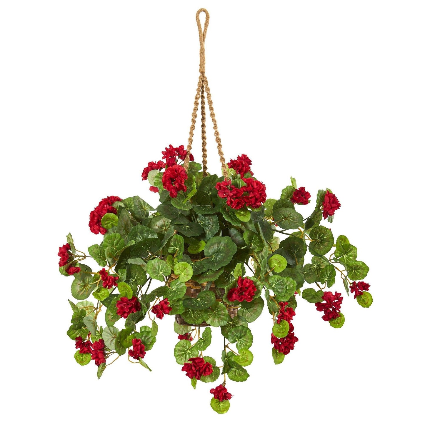 27” Geranium Artificial Plant in Hanging Basket - Tampa Home & Garden Store