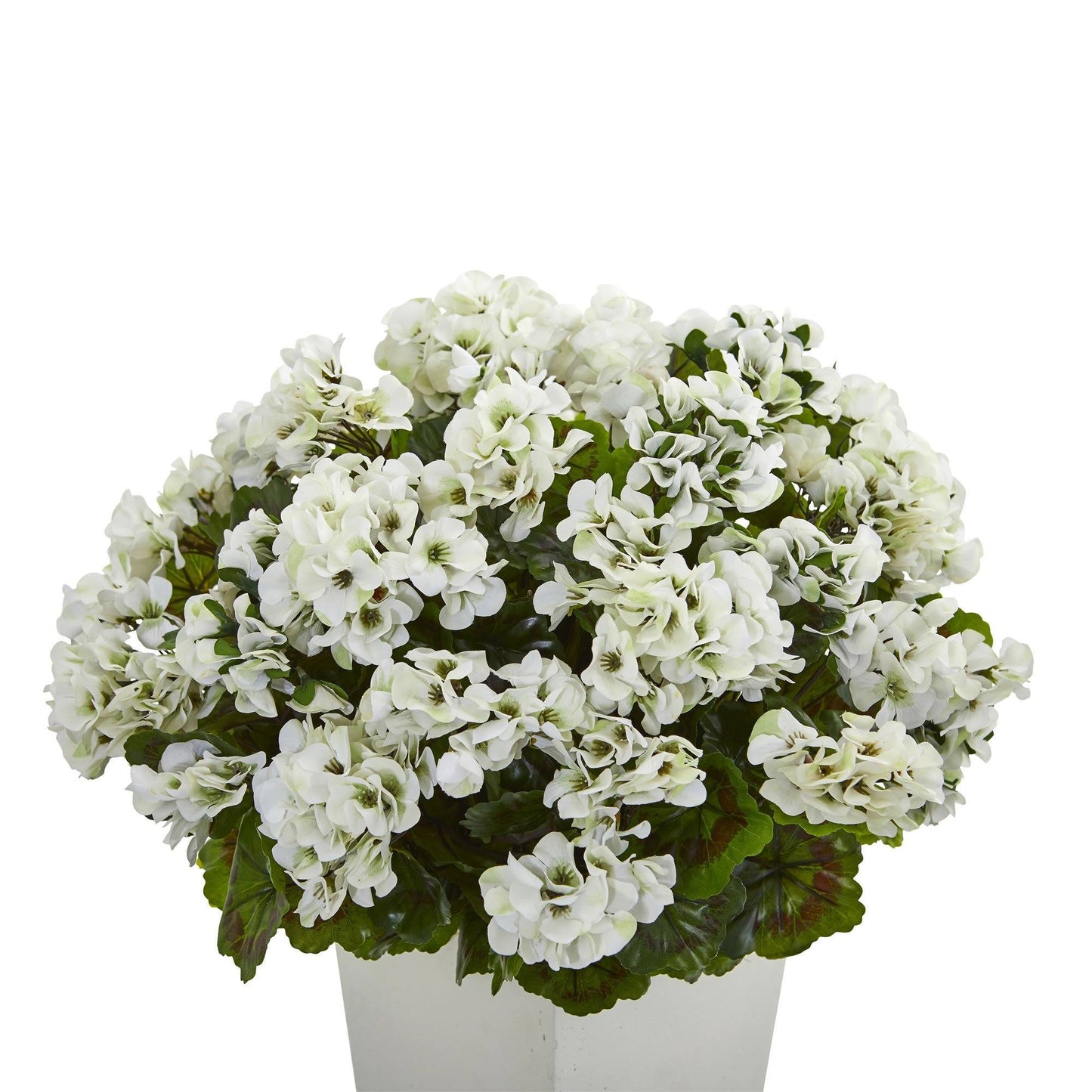 27” Geranium Artificial Plant in White Planter UV Resistant (Indoor/Outdoor) - Tampa Home & Garden Store