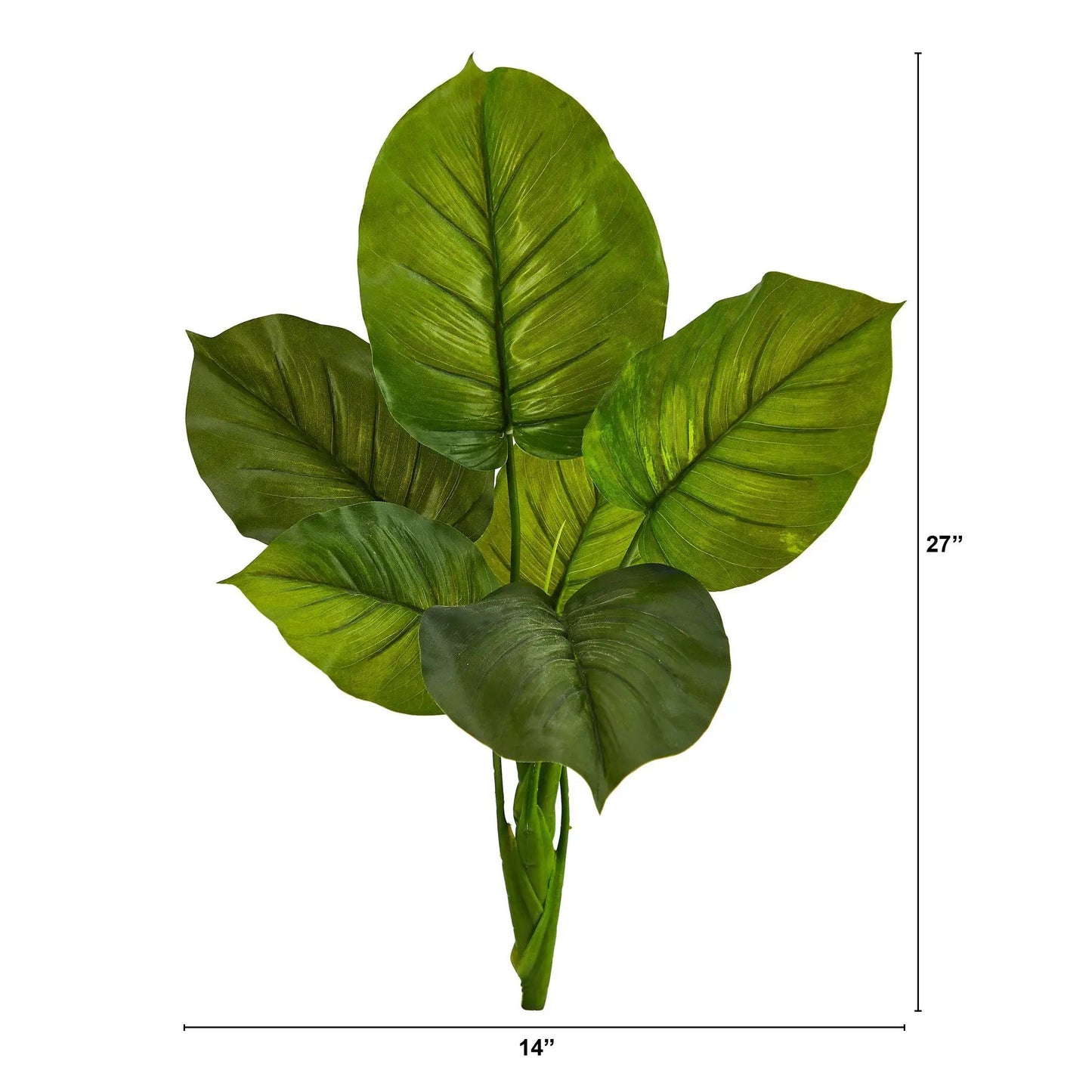 Large Philodendron Leaf Artificial Bush Set of 4 by Nearly Natural, green non-flowering plant on Tampa Home & Garden Store