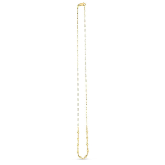 14K yellow gold bead paperclip necklace with two delicate chain strands by Bids on Tampa Home & Garden Store