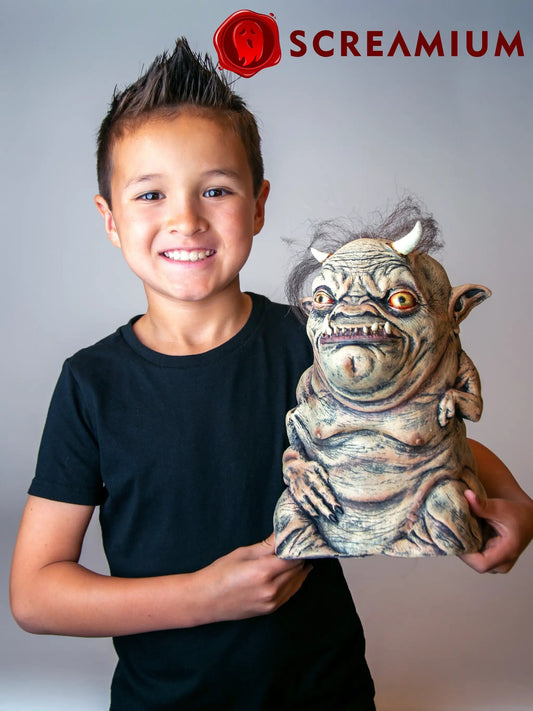 Troglyns Coldrak Troll Gremlin Halloween decor prop gray-wrinkled skin and wild hair SCREAMIUM on Tampa Home & Garden Store