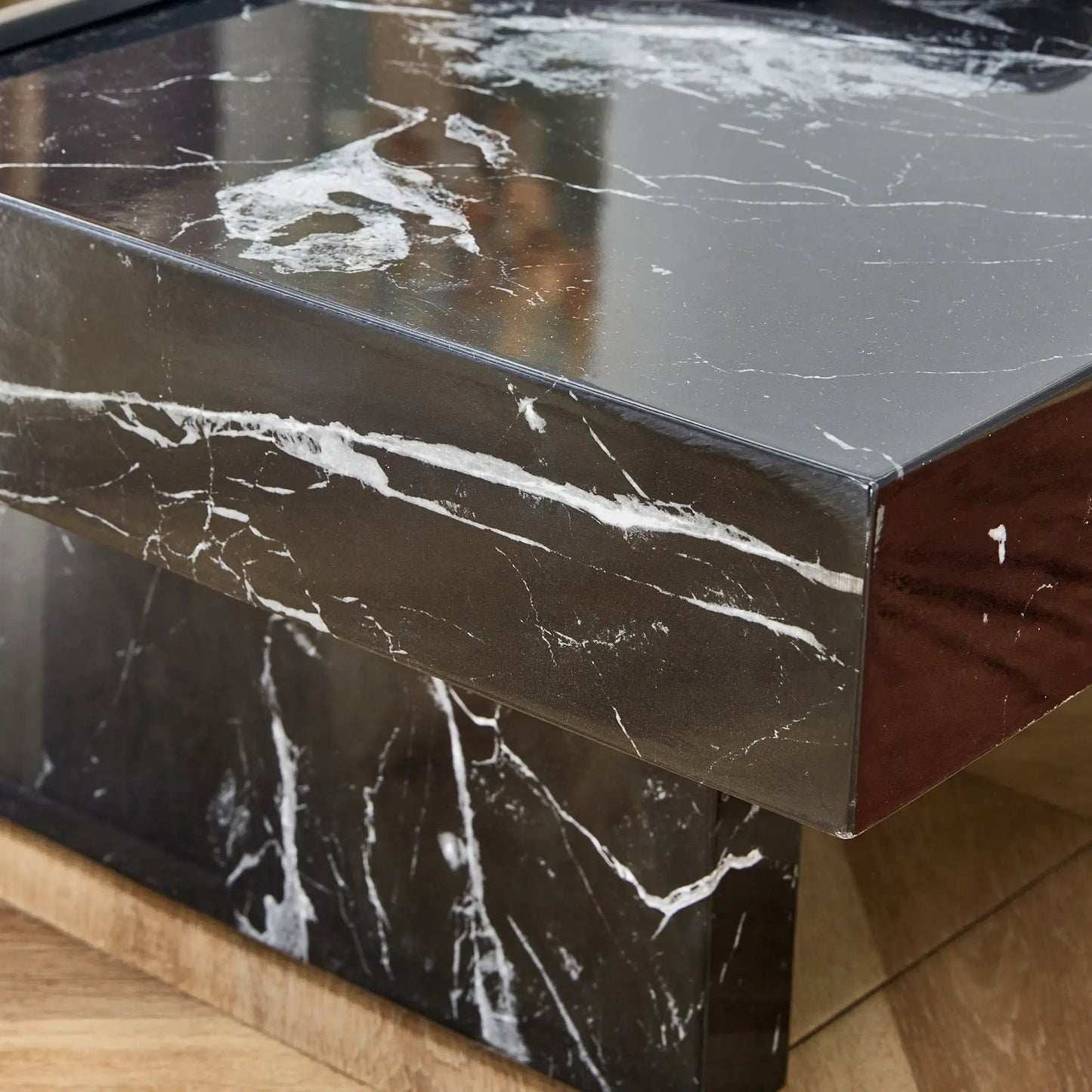 Modern MDF Coffee Table with Black Pattern